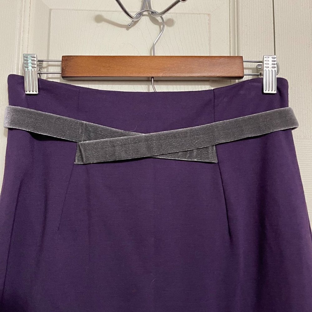 Girls From Savoy Anthropologie Women's Purple Velvet Ribbon Pencil Skirt Size 2 - Picture 4 of 9